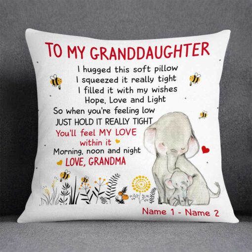 Personalized Elephant Daughter Granddaughter Hug This Pillow