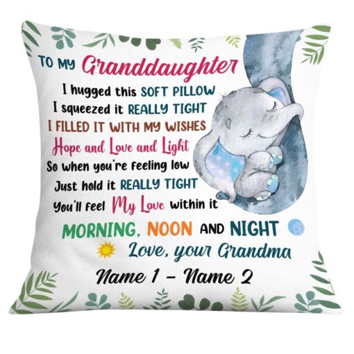 Personalized Elephant Daughter Granddaughter Mom Grandma Pillow