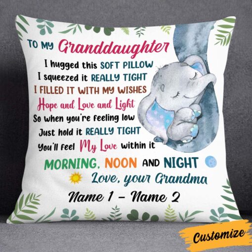 Personalized Elephant Daughter Granddaughter Mom Grandma Pillow