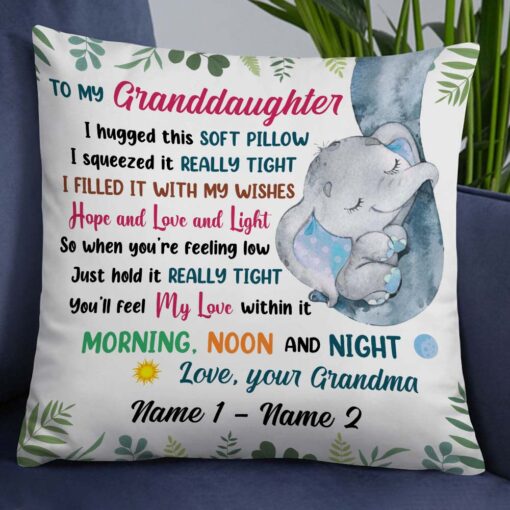 Personalized Elephant Daughter Granddaughter Mom Grandma Pillow