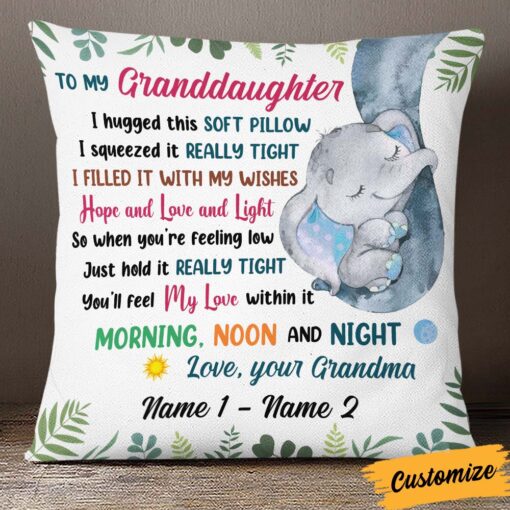 Personalized Elephant Daughter Granddaughter Mom Grandma Pillow