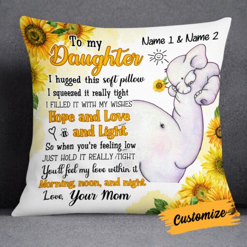 Personalized Elephant Daughter Granddaughter Pillow