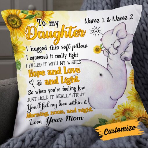 Personalized Elephant Daughter Granddaughter Pillow