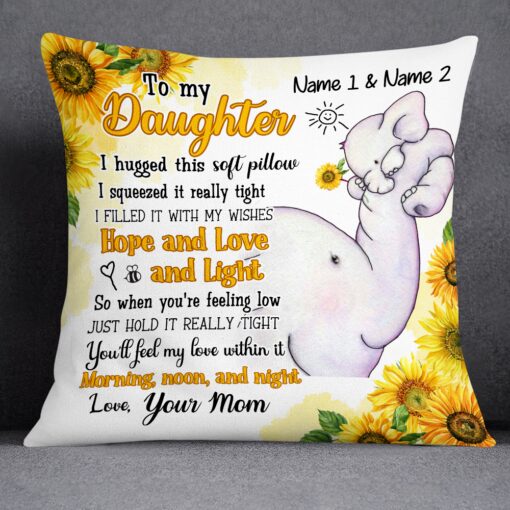 Personalized Elephant Daughter Granddaughter Pillow