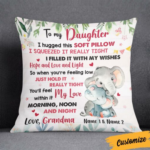 Personalized Elephant Daughter Hug This Pillow