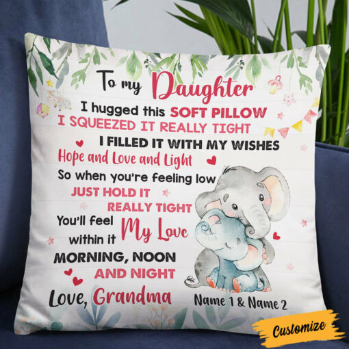 Personalized Elephant Daughter Hug This Pillow