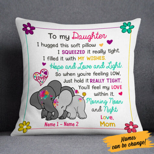 Personalized Elephant Daughter Pillow