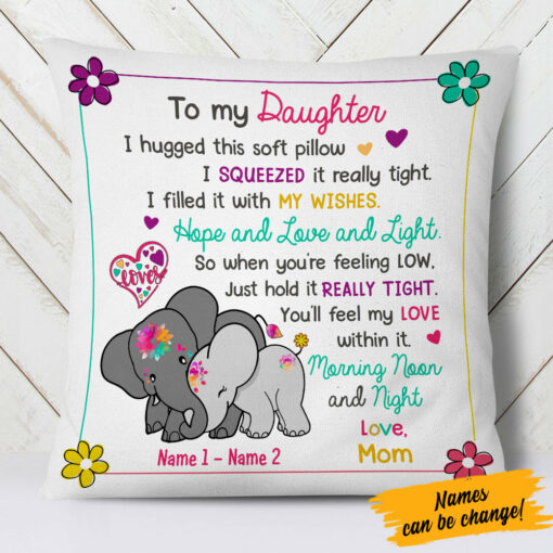 Personalized Elephant Daughter Pillow