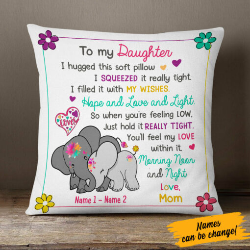 Personalized Elephant Daughter Pillow