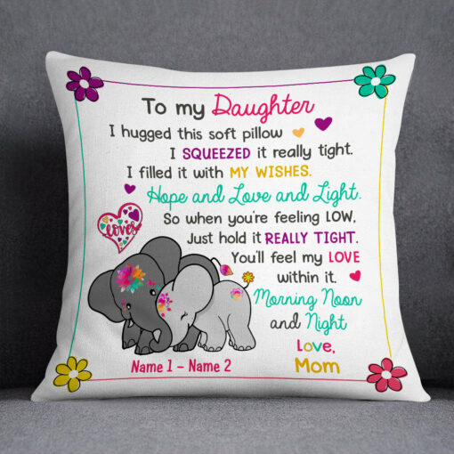 Personalized Elephant Daughter Pillow