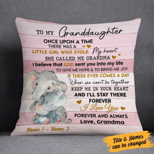 Personalized Elephant Granddaughter Grandson Pillow