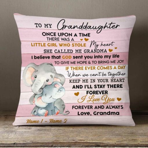 Personalized Elephant Granddaughter Grandson Pillow