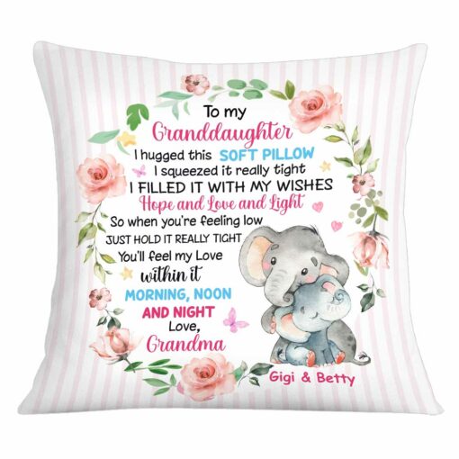 Personalized Elephant Granddaughter Hug This Pillow