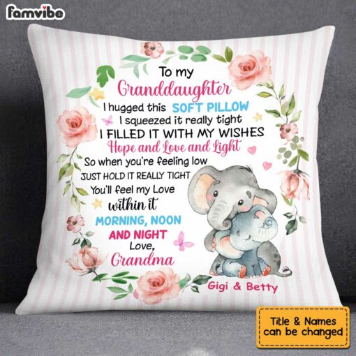 Personalized Elephant Granddaughter Hug This Pillow