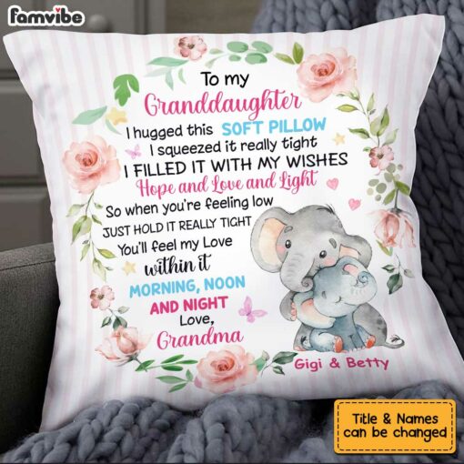 Personalized Elephant Granddaughter Hug This Pillow