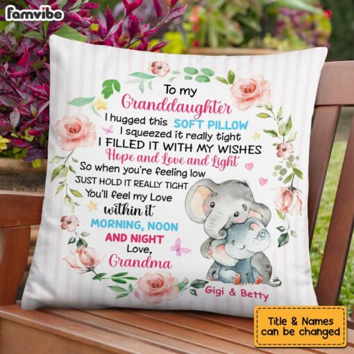 Personalized Elephant Granddaughter Hug This Pillow