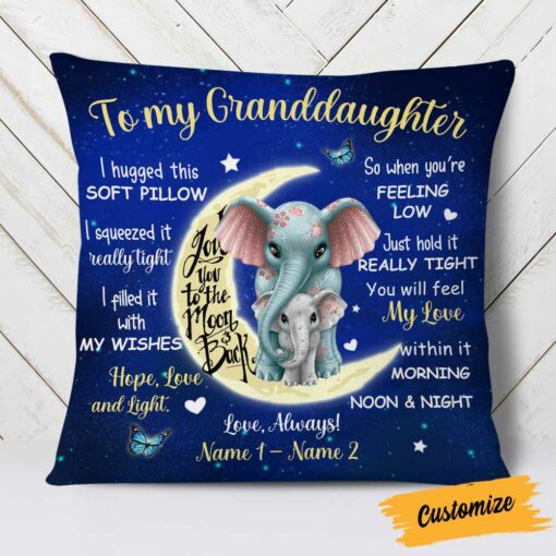 Personalized Elephant Granddaughter Pillow