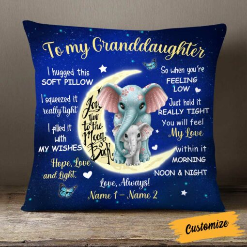 Personalized Elephant Granddaughter Pillow