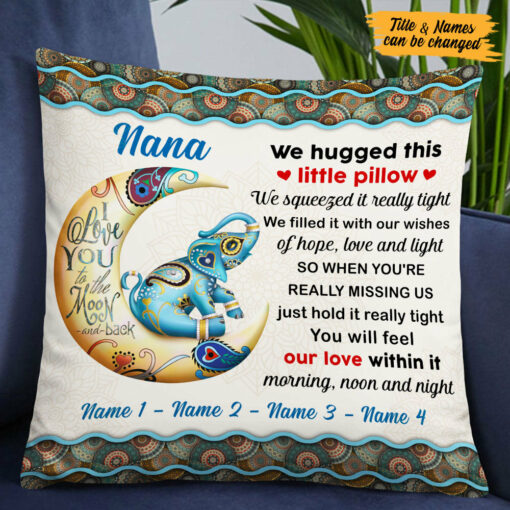 Personalized Elephant Grandma Nana Hug This Pillow