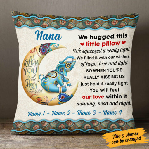 Personalized Elephant Grandma Nana Hug This Pillow