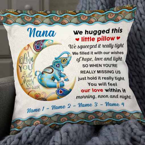 Personalized Elephant Grandma Nana Hug This Pillow