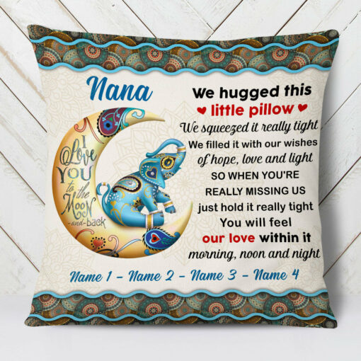 Personalized Elephant Grandma Nana Hug This Pillow