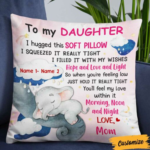 Personalized Elephant Grandma To Grandson Hug This Pillow