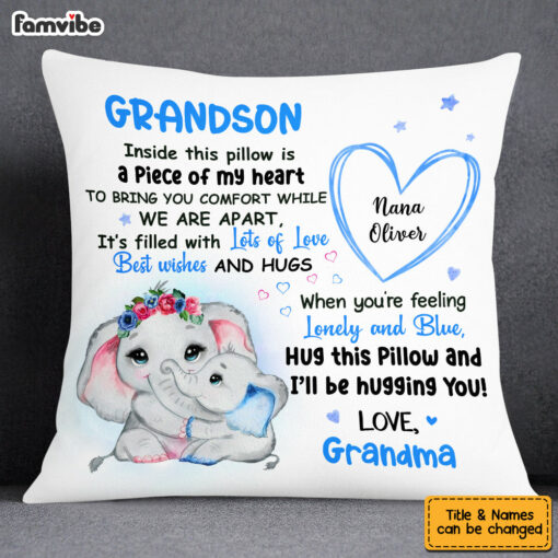 Personalized Elephant Grandson Pillow