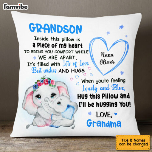 Personalized Elephant Grandson Pillow