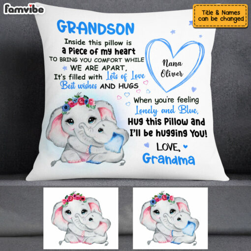 Personalized Elephant Grandson Pillow