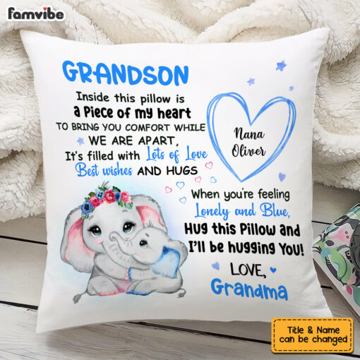 Personalized Elephant Grandson Pillow