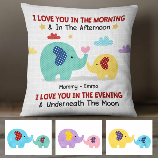 Personalized Elephant Mom And Baby Love Pillow