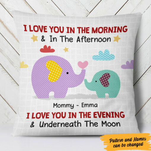 Personalized Elephant Mom And Baby Love Pillow