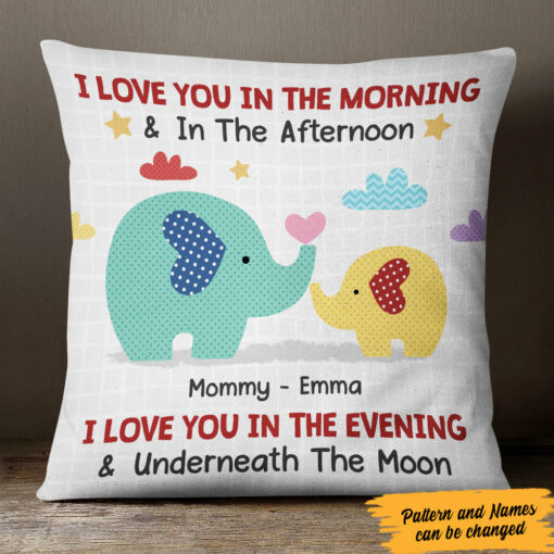 Personalized Elephant Mom And Baby Love Pillow