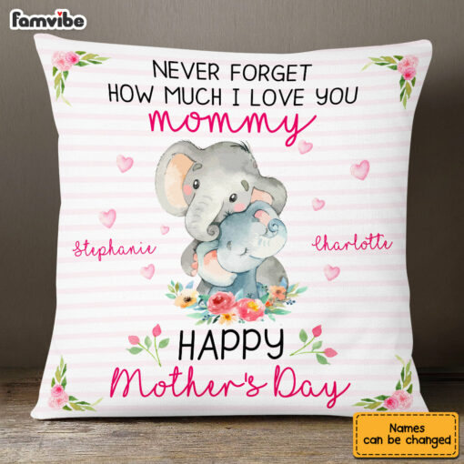 Personalized Elephant Mom Grandma Mother’s Day Pillow