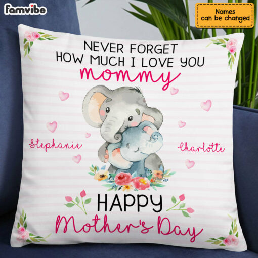 Personalized Elephant Mom Grandma Mother’s Day Pillow