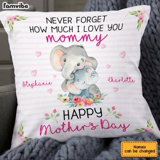 Personalized Elephant Mom Grandma Mother’s Day Pillow