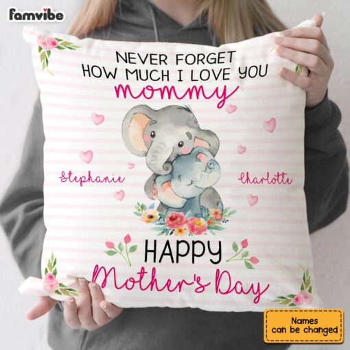 Personalized Elephant Mom Grandma Mother’s Day Pillow