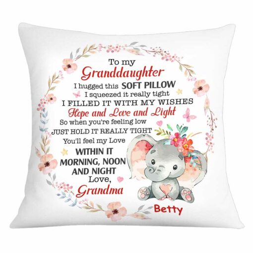 Personalized Elephant To My Granddaughter Hug This Pillow