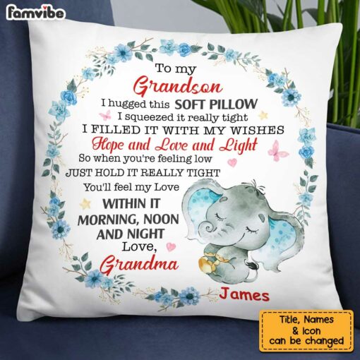 Personalized Elephant To My Granddaughter Hug This Pillow