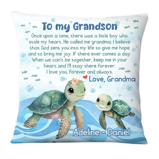 Personalized Encouragement Gift For Grandson Turtle Pillow