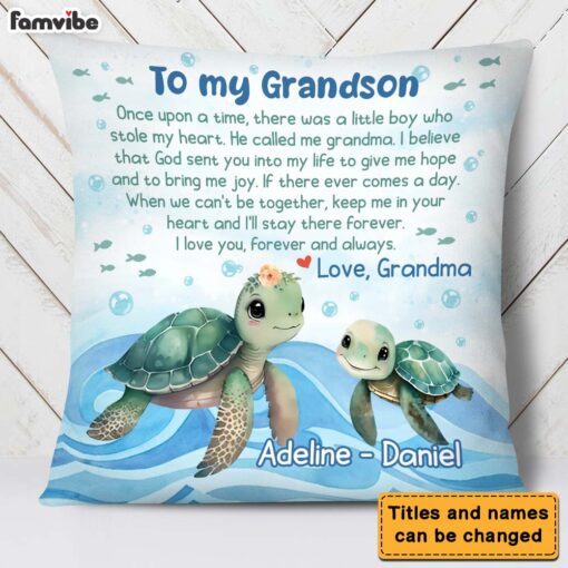 Personalized Encouragement Gift For Grandson Turtle Pillow