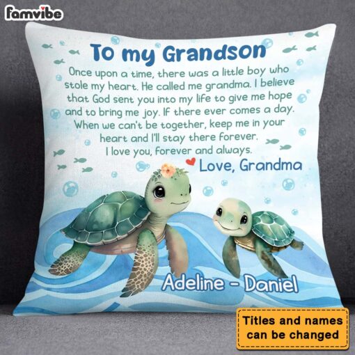 Personalized Encouragement Gift For Grandson Turtle Pillow