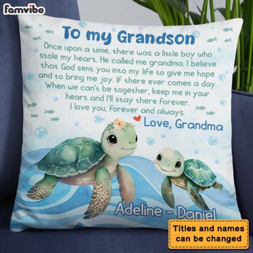 Personalized Encouragement Gift For Grandson Turtle Pillow