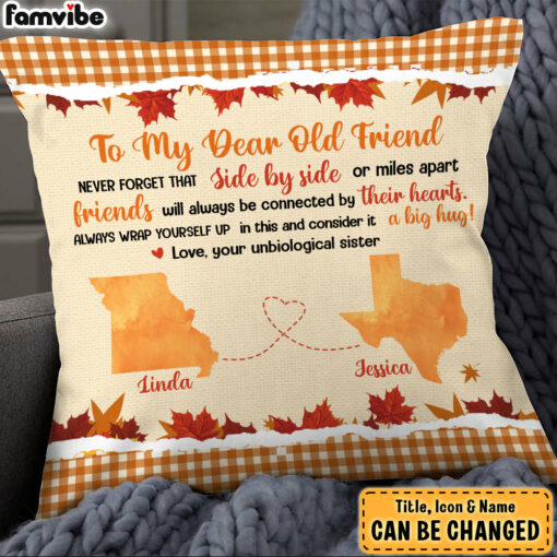 Personalized Fall Gift For Old Friend Long Distance Pillow