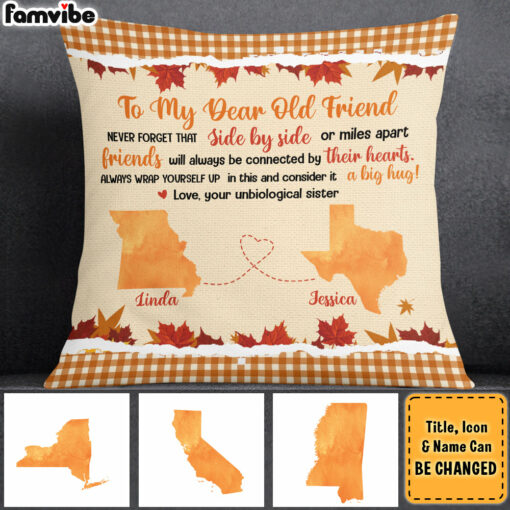 Personalized Fall Gift For Old Friend Long Distance Pillow