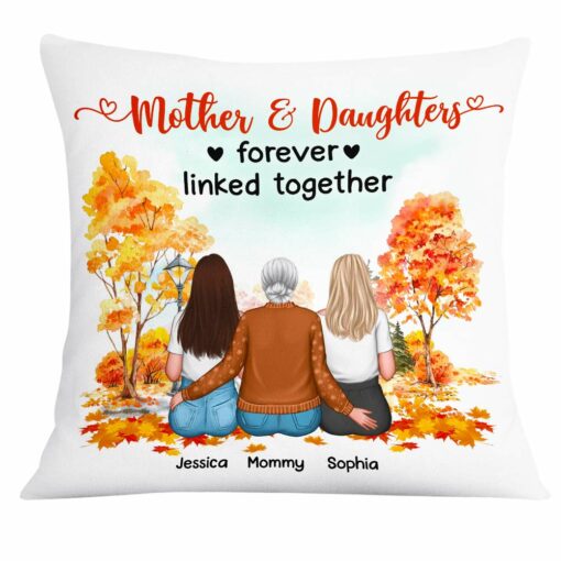 Personalized Fall Mom Daughter Linked Together Pillow