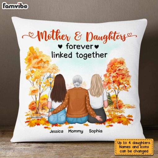 Personalized Fall Mom Daughter Linked Together Pillow