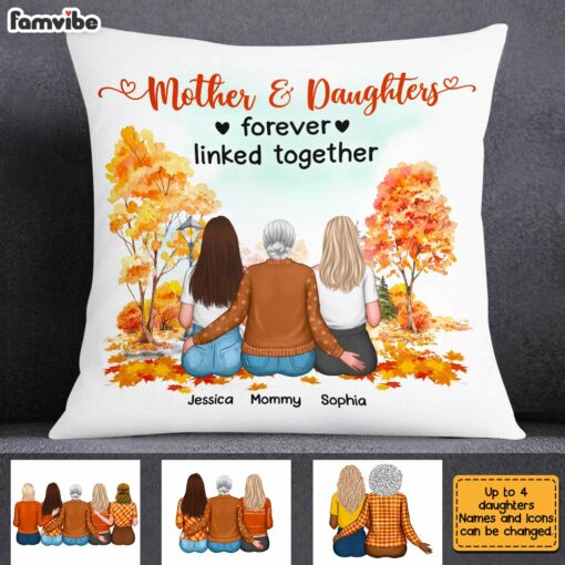 Personalized Fall Mom Daughter Linked Together Pillow