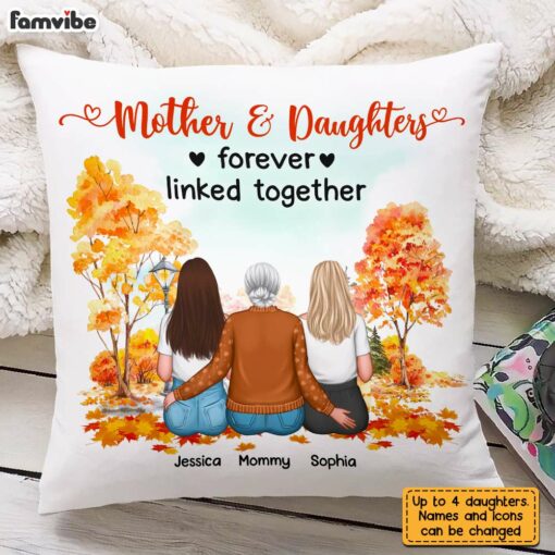 Personalized Fall Mom Daughter Linked Together Pillow